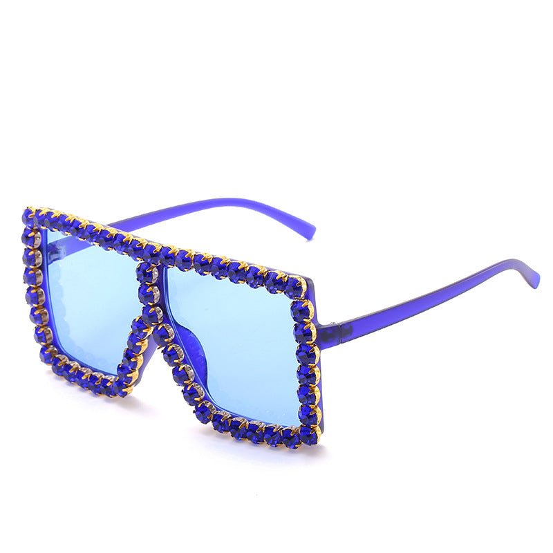 Wholesale PC Diamond Large Square Frame Sunglasses